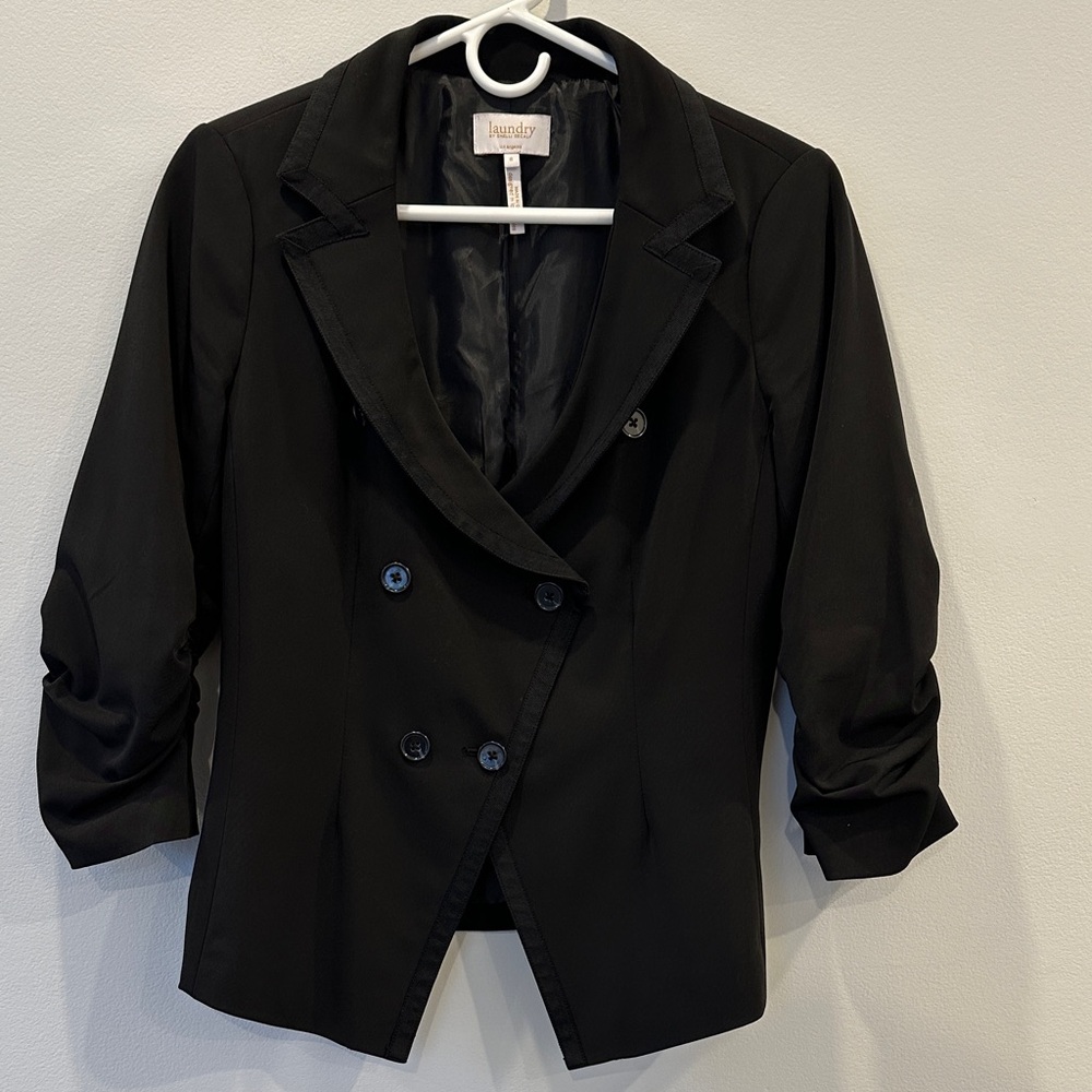 Laundry By Shelli Segal Black Double-Breasted Blazer